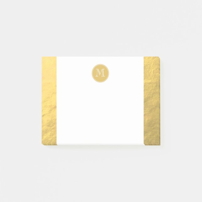 Glamour Gold Foil Background Monogram Post-it Notes (Front)