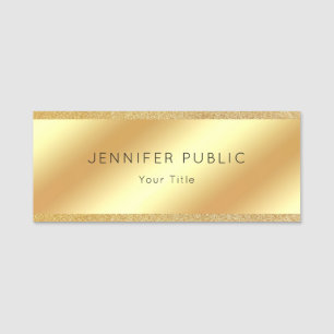 Glamour Gold Glitter Custom Modern Template Trendy Name Tag