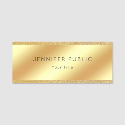 Glamour Gold Glitter Custom Modern Template Trendy Name Tag