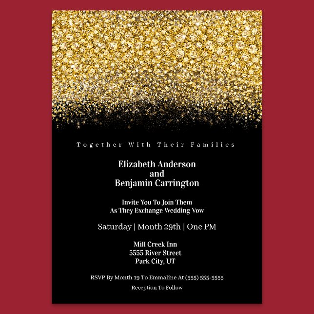 Glamour Gold Jeweled Glitter Wedding Invitation (Creator Uploaded)