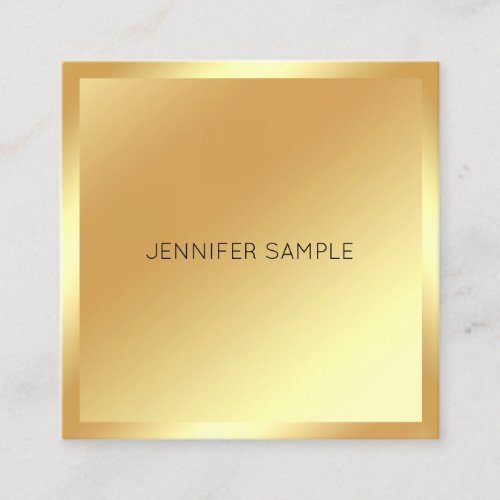 Glamour Gold Look Modern Minimalist Elite Template Square Business Card