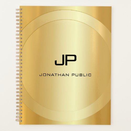 Glamour Gold Look Monogram Template Personalized Planner