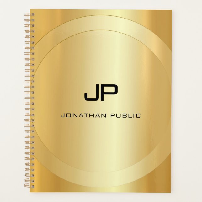 Glamour Gold Look Monogram Template Personalized Planner (Front)