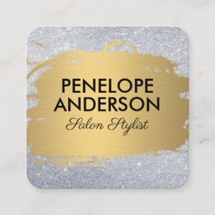 Glamour Gold Metallic Brushed Glitter Square Business Card