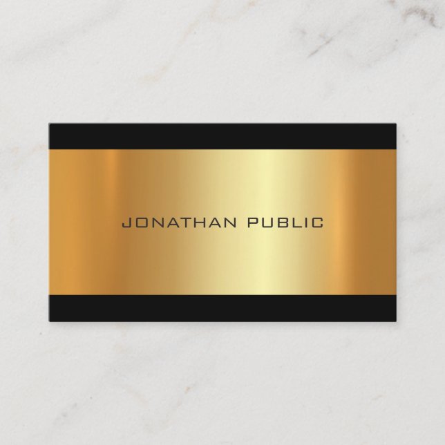 Glamour Gold Modern Graceful Luxury Elegant Plain Business Card (Front)