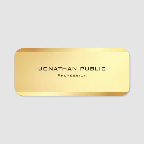 Glamour Gold Modern Minimalist Template Trendy Name Tag