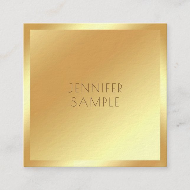 Glamour Gold Modern Template Luxury Premium Thick Square Business Card (Front)
