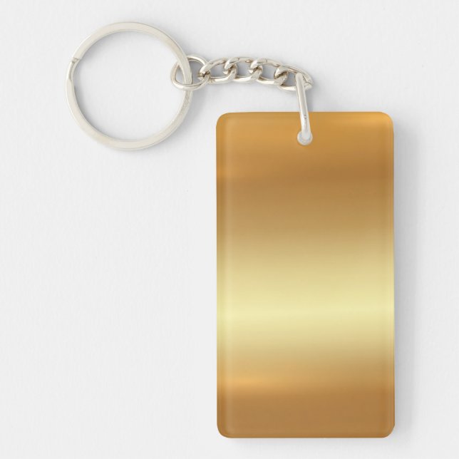 Glamour Gold Rectangle Template Double Sided Blank Keychain (Front)