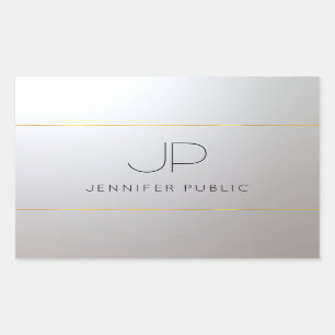 Glamour Gold Silver Monogram Template Personalized Rectangular Sticker