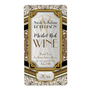 Glamour Gold Sparkler Wine Bottle Labels 2x3.75"