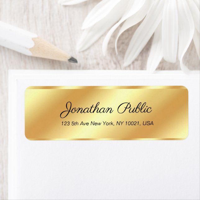 Glamour Gold Template Modern Return Address Label (Insitu)