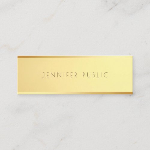 Glamour Gold Trendy Elegant Minimalist Template Mini Business Card