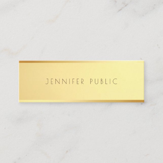 Glamour Gold Trendy Elegant Minimalist Template Mini Business Card (Front)