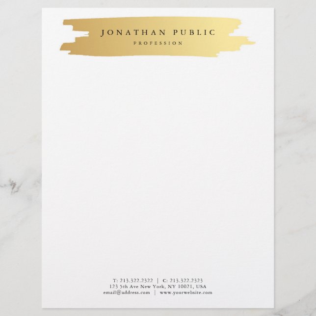 Glamour Gold White Elegant Modern Template Letterhead (Front)