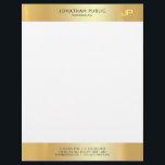 Glamour Gold White Elegant Monogram Clean Template Letterhead<br><div class="desc">Glamour Gold White Elegant Monogram Template Simple Modern Letterhead.</div>