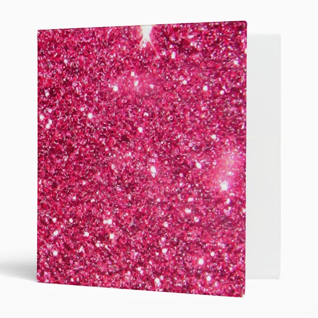 Glamour Hot Pink Glitter 3 Ring Binder (Front/Inside)