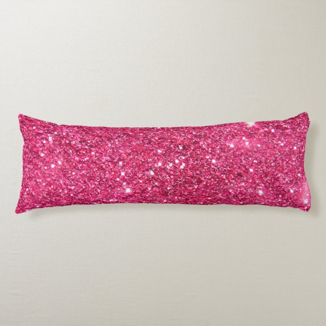 Glamour Hot Pink Glitter Body Pillow (Front)