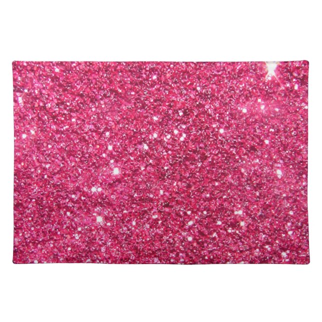 Glamour Hot Pink Glitter Cloth Placemat (Front)