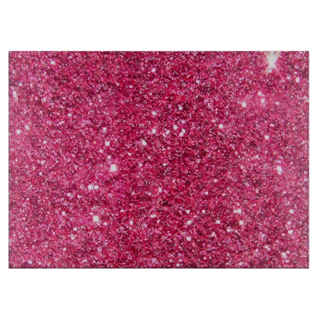 Glamour Hot Pink Glitter Cutting Board (Front)