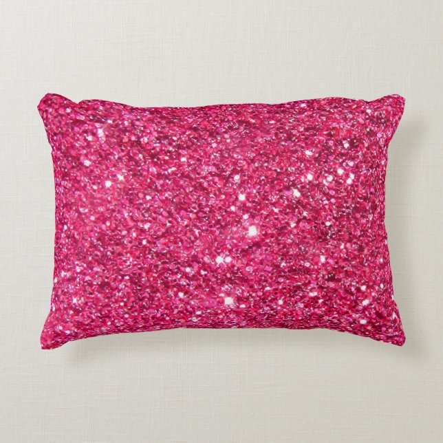 Glamour Hot Pink Glitter Decorative Pillow (Front)