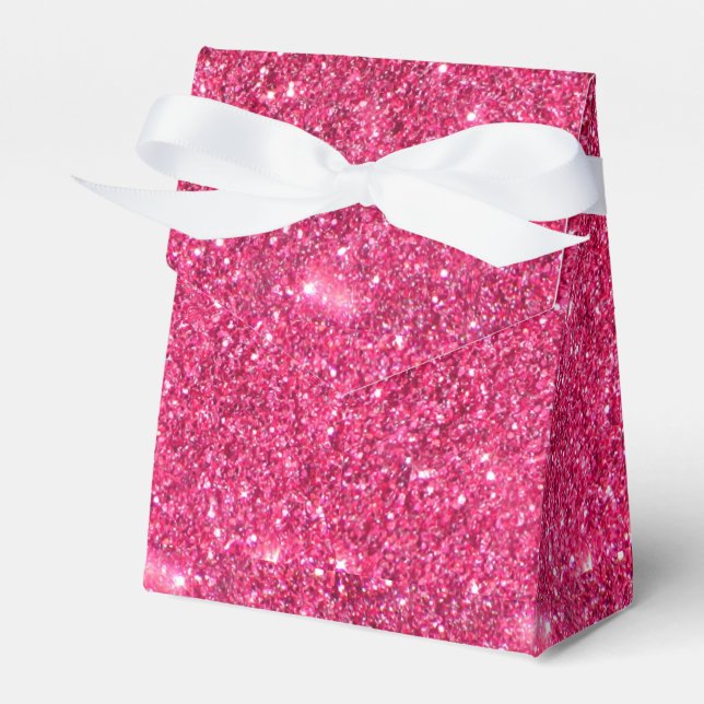 Glamour Hot Pink Glitter Favor Boxes (Front Side)