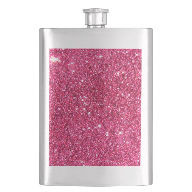 Glamour Hot Pink Glitter Flask (Front)