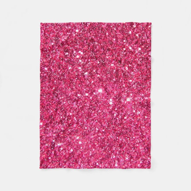 Glamour Hot Pink Glitter Fleece Blanket (Front)