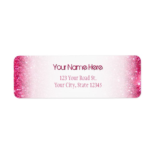 Glamour Hot Pink Glitter Label (Front)