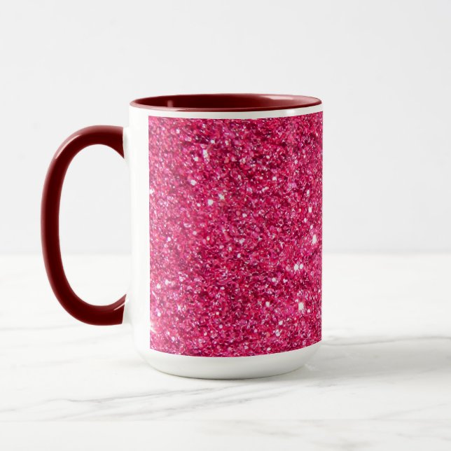 Glamour Hot Pink Glitter Mug (Left)