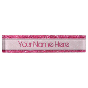Glamour Hot Pink Glitter Name Plate