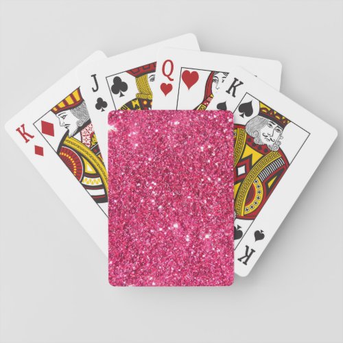 Glamour Hot Pink Glitter Poker Cards