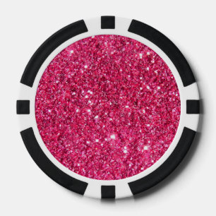 Glamour Hot Pink Glitter Poker Chips