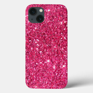Glamour Hot Pink Glitter Print iPhone 13 Case