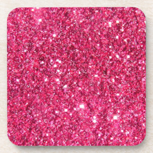 Glamour Hot Pink Glitter Print Coaster
