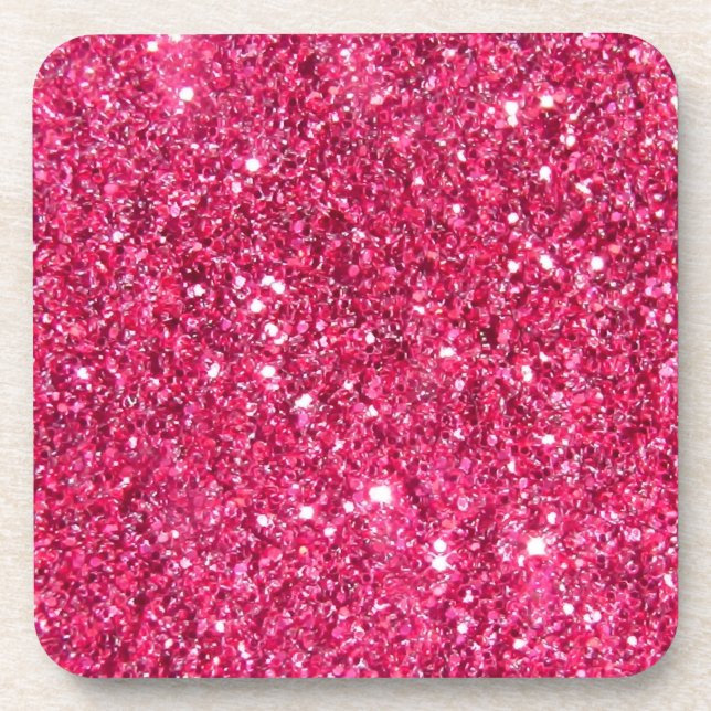 Glamour Hot Pink Glitter Print Coaster (Front)
