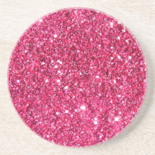 Glamour Hot Pink Glitter Print Drink Coaster
