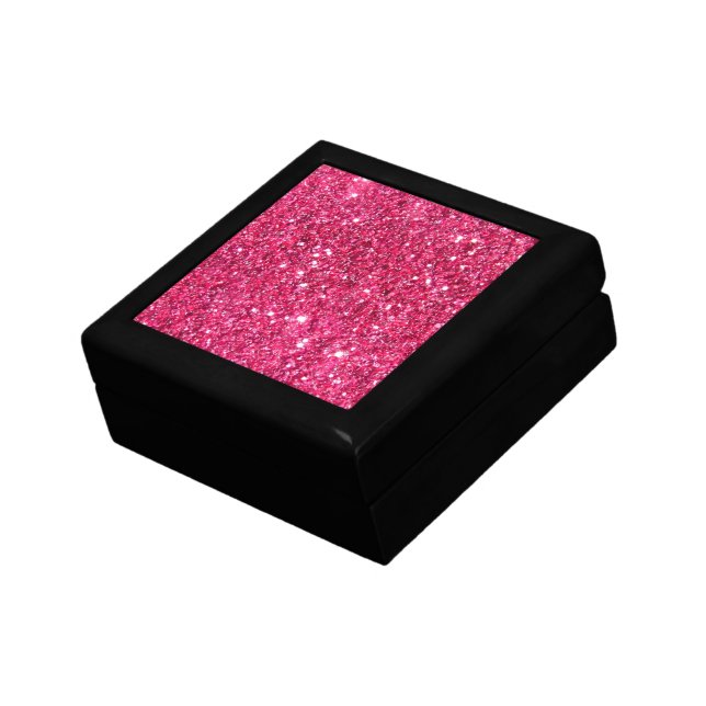 Glamour Hot Pink Glitter Print Keepsake Box (Side)