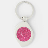 Hot Pink Glitter Bokeh Monogram Keychain