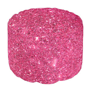 Glamour Hot Pink Glitter Print Pouf