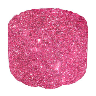 Glamour Hot Pink Glitter Print Pouf