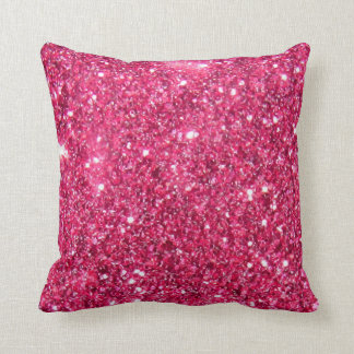 Glamour Hot Pink Glitter Print Throw Pillow