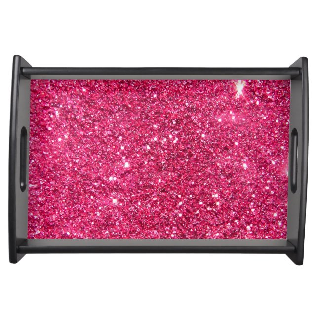 Glamour Hot Pink Glitter Serving Tray (Front)