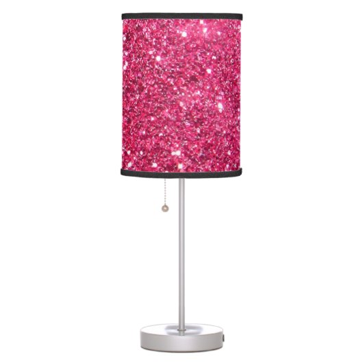 Glamour Hot Pink Glitter Table Lamp (Right)