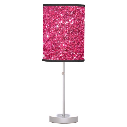 Glamour Hot Pink Glitter Table Lamp (Front)