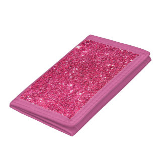 Glamour Hot Pink Glitter Trifold Wallet
