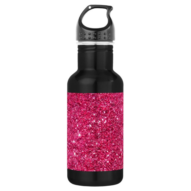 Glamour Hot Pink Glitter Water Bottle (Front)