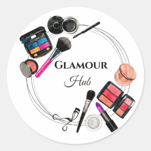 💄✨Glamour Hub Makeup Artist Logo Sticker