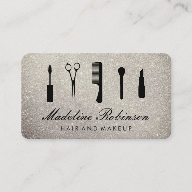 Glamour Kit with Elegant Glitter Business Card (Front)