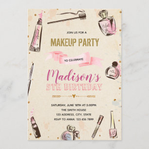 Glamour make up birthday party invitation