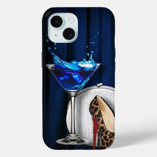 glamour martini cocktail party girl stilletos iPhone 15 case